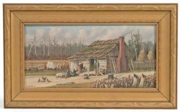 W. A. Walker (1838-1921, American) Cabin scene.